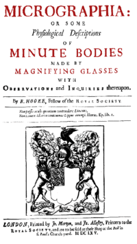 Capa do livro Micrografia de Robert Hooke